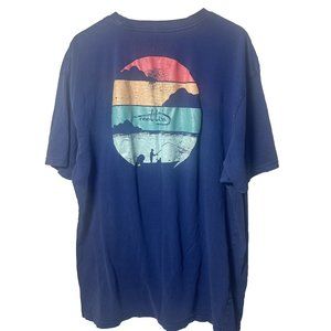 Reel Life Shirt Mens Blue Short Sleeve Tee Fishing Livin The Reel Life Size XXL